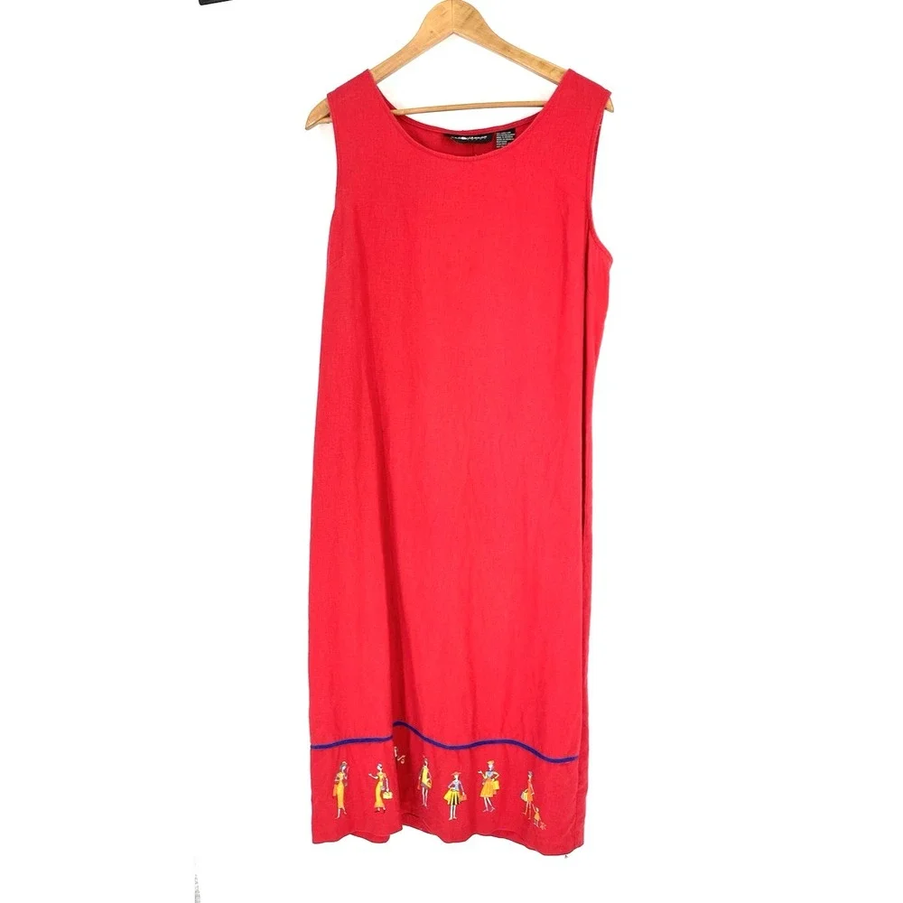 VTG Sag Harbor Dress Sz 18 Linen Blend Tank Dress Matching Short Sleeve Jacket